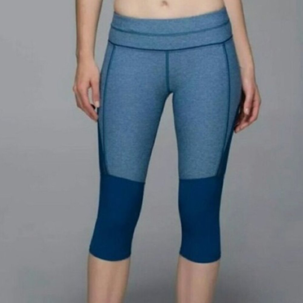 Lululemon Training Tough Crop Leggings, Blue, 4